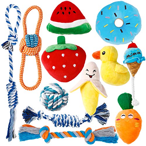 Toozey Juguetes para Perros Juguete Perro - 12 Piezas de Juguetes duraderos para Perros Juguetes para Perros pequeños interactivos - Mordedor Perro y Perros Accesorios - algodón Natural