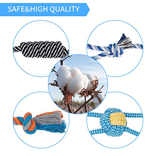 Toozey Juguetes para Perros Pequeños Juguete Cachorros- 7 Piezas de Juguetes para Perros para Cachorros/Perros pequeños - Juguete masticable y chirriante Interactivos - algodón natural