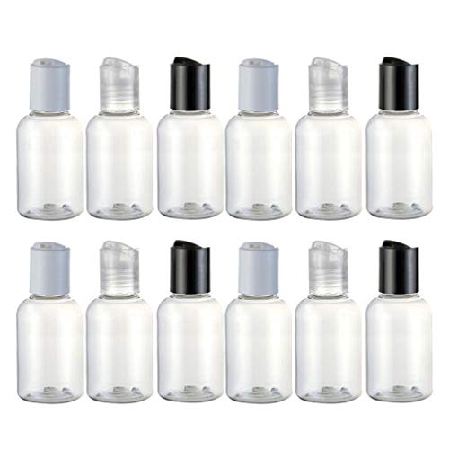 TOPBATHY Juego de Botellas de Viaje de 36 Piezas de 50 Ml Contenedor de Dispensador de Botella de Desinfectante de Manos de Plástico Vacío con Tapa de Prensa para Champús para Lavado de Manos