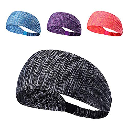 TopBine 5 unidades de diademas deportivas, para yoga, atlética, para hombre, banda para el sudor, para correr, viajar y fitness, ligeras y antideslizantes para el ejercicio