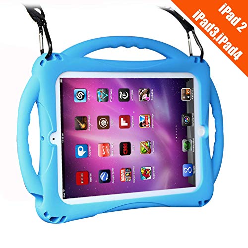 TopEsct iPad 2 Funda Niños Shock Proof Material Silicona Lightweight Kids Protector Cover Case con Manija para Apple iPad 2, iPad 3,iPad 4 (iPad 2/3/4, Azul)