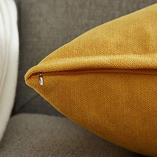 Topfinel juego 2 Hogar Algodón Lino Decorativa Almohadas Fundas de Color sólido para Sala de Estar sofás Amarillo 45x45cm