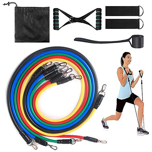TOPJESS Set de Bandas de Resistencia, Bandas Elásticas, Látex Bandas de Resistencia, Colorful Bandas Elásticas de Fitness, Tubos de Látex, con Asas, Correas de Tobillo y Anclaje