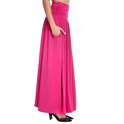 TOPKEAL Falda Larga de Cintura Alta para Mujer Falda Maxi de Color Sólido de Tallas Grandes para Damas de Verano 2019