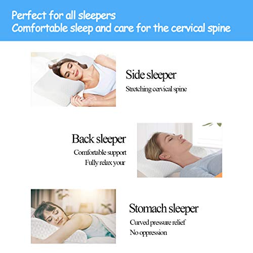 Topmener Almohada Cervical Espuma de Memoria Almohada de Cama Ortopedica Ergonomica (50x30cm) para El Dolor de Cuello Almohada Cuello con Funda de Almohada Lavable