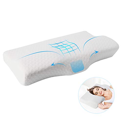 Topmener Almohada Cervical Espuma de Memoria Almohada de Cama Ortopedica Ergonomica (50x30cm) para El Dolor de Cuello Almohada Cuello con Funda de Almohada Lavable