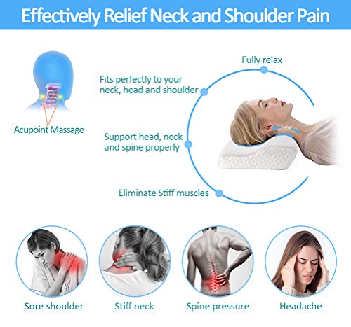 Topmener Almohada Cervical Espuma de Memoria Almohada de Cama Ortopedica Ergonomica (50x30cm) para El Dolor de Cuello Almohada Cuello con Funda de Almohada Lavable
