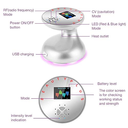 TOPQSC Máquina de Pérdida de Grasa Cavitación Cuerpo Dispositivo De Eliminación De Celulitis Pérdida Peso Massager Delgado por estiramiento de la piel 6 en 1 Anticelulítico para Estiramiento