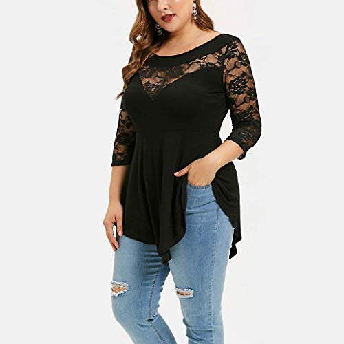 Tops Mujer Fiesta Elegante Manga Larga Blusa Lentejuela Mujer FAMILIZO Camisetas Mujer Verano Tops Mujer Primavera Camisetas Mujer Manga Larga Algodon Tallas Grandes Mujer Fiesta Blusas (4XL, Negro)