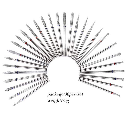 Torno para Uñas,Homeet 30pc Fresas Torno Manicura Pulidor para Manicura Brocas para Uñas Acero al Tungsteno Fresas para Torno Manicura Accesorios Manicura y Pedicura Eléctrico