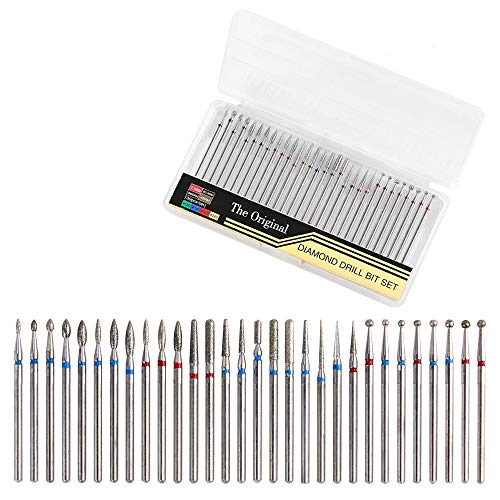 Torno para Uñas,Homeet 30pc Fresas Torno Manicura Pulidor para Manicura Brocas para Uñas Acero al Tungsteno Fresas para Torno Manicura Accesorios Manicura y Pedicura Eléctrico