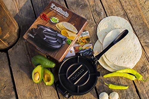Tortillada – Prensa de Hierro Fundido para Hacer Tortillas + Recetas E-Book en Español (20cm)