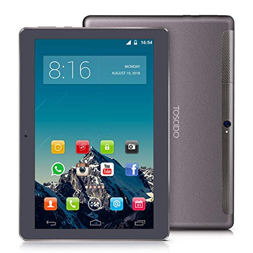 TOSCIDO 4G LTE Tablet 10 Pulgadas - Android 10.0 ,4GB RAM,64GB ROM,Octa Core ,Doule Sim,WiFi,Doble Altavoz Estéreo - Negro