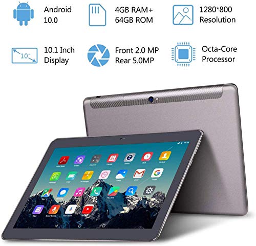 TOSCIDO 4G LTE Tablet 10 Pulgadas - Android 10.0 ,4GB RAM,64GB ROM,Octa Core ,Doule Sim,WiFi,Doble Altavoz Estéreo - Negro