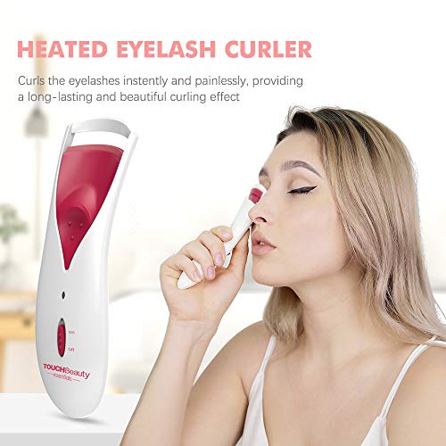 TOUCHBeauty Rizador de pestañas eléctrico con almohadillas térmicas de silicona inteligentes, calentamiento rápido