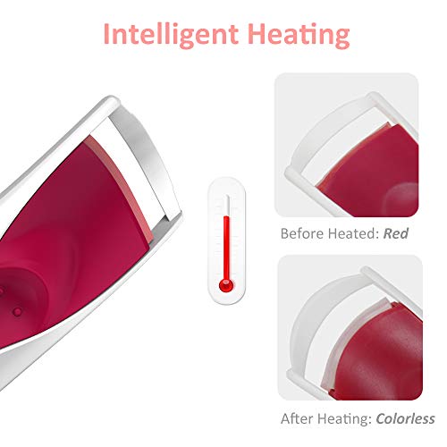 TOUCHBeauty Rizador de pestañas eléctrico con almohadillas térmicas de silicona inteligentes, calentamiento rápido