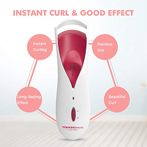 TOUCHBeauty Rizador de pestañas eléctrico con almohadillas térmicas de silicona inteligentes, calentamiento rápido