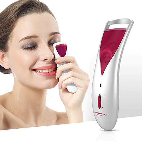 TOUCHBeauty Rizador de pestañas eléctrico con almohadillas térmicas de silicona inteligentes, calentamiento rápido