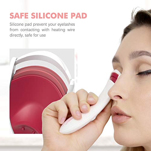 TOUCHBeauty Rizador de pestañas eléctrico con almohadillas térmicas de silicona inteligentes, calentamiento rápido