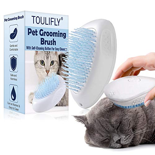 Toulifly Cepillo De Gatos,Cepillo De Pelo Gato,Cat Brush,Cepillo De Perro,Cepillo Perro Gato,Peine de Limpieza Autolimpiante,para Masajear y Limpiar,Reduce la Caida de Cabello,con Botón de Limpieza