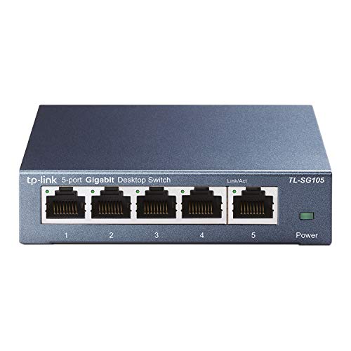 TP-Link TL-SG105 - Switch 5 Puertos 10/100/1000 MBps Switch ethernet, Switch gigabit, Indicador del estado, acero inoxidable con Super disipación de calor, IGMP snooping, QoS, Negro