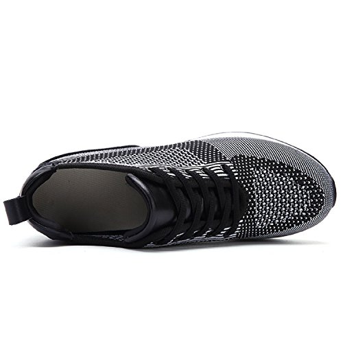 tqgold® - Zapatillas de deporte con cuña para mujer, 8 cm, color Negro, talla 36 EU