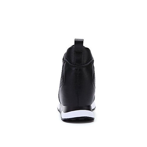tqgold® - Zapatillas de deporte con cuña para mujer, 8 cm, color Negro, talla 36 EU