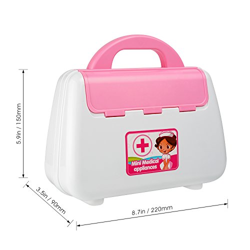 TR Turn Raise Cuadro Médico Conjunto Enfermera Médico Kit Parque Infantil para Niños - Fingir Juego Herramientas Juguete Set 15 Piezas, Rosa