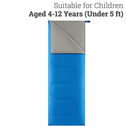 Trail Saco de Dormir Individual Niño y Niña, Camping, Acampada, Senderismo y Actividades al Aire Libre de 200 g/m2, 2 Estaciones. Bolsa Ligera de Compresión, 160 cm x 65 cm