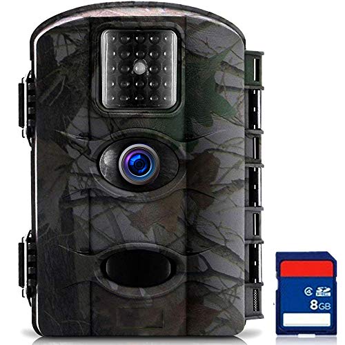 TRAIL WATCHER Cámara de Caza 16MP 1080P HD Trail Cámara Impermeable IP65 con Infrarrojos PIR Sensor de Movimiento con Lapso de Tiempo 65ft Visión Nocturna de Caza para Hogar Caza (M330+8G)