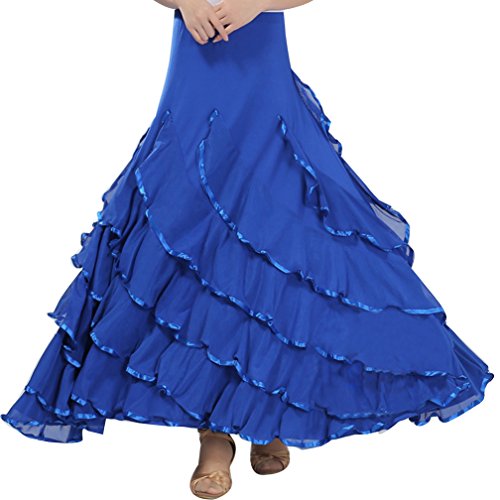 Traje de Baile Moderno Falda de Baile Flamenco de Mujer Vestido Baile Latino Salsa Flamenco Talla única Azul Zafiro