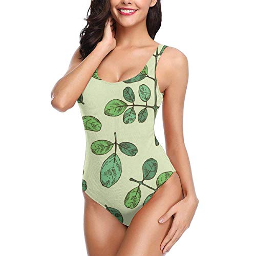 Traje de baño Sexy Traje de baño Monokini Moringa Hojas Mujer Traje de baño de una Pieza Traje de baño Traje de Surf
