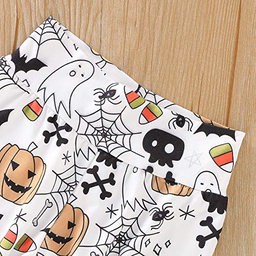 Traje de Ropa Halloween para Niños Niñas Unisex Conjunto de Bebé Top Mameluco de Manga Larga + Pantalones Largos con Estampado de Patrones Calabaza Fiesta