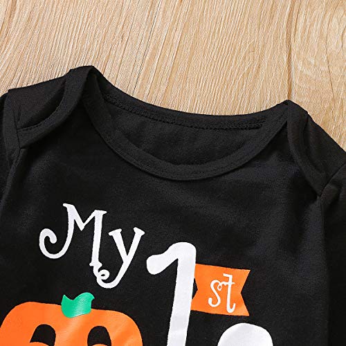 Traje de Ropa Halloween para Niños Niñas Unisex Conjunto de Bebé Top Mameluco de Manga Larga + Pantalones Largos con Estampado de Patrones Calabaza Fiesta