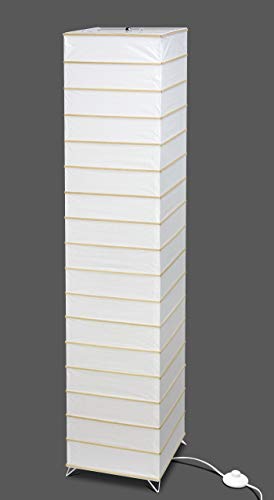 Trango 1214 - Lámpara de pie de papel de arroz (rectangular, con varillas decorativas de bambú, 125 cm de alto, para salón, con pantalla de lámpara)