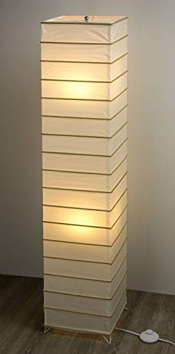 Trango 1214 - Lámpara de pie de papel de arroz (rectangular, con varillas decorativas de bambú, 125 cm de alto, para salón, con pantalla de lámpara)