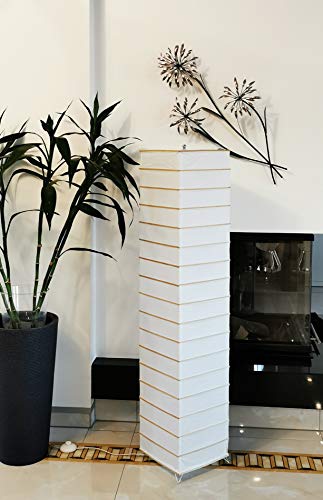 Trango 1214 - Lámpara de pie de papel de arroz (rectangular, con varillas decorativas de bambú, 125 cm de alto, para salón, con pantalla de lámpara)
