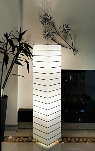 Trango 1214 - Lámpara de pie de papel de arroz (rectangular, con varillas decorativas de bambú, 125 cm de alto, para salón, con pantalla de lámpara)