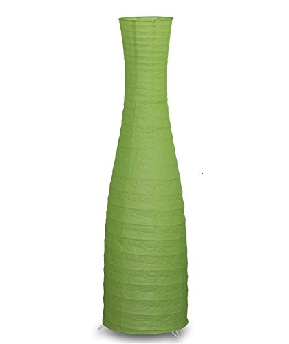 Trango Lámpara de pie de diseño moderno I lámpara de botella de papel de arroz verde TG1231-027G de 125 cm de altura como sala de estar Lámpara decorativa I lámpara I pantalla