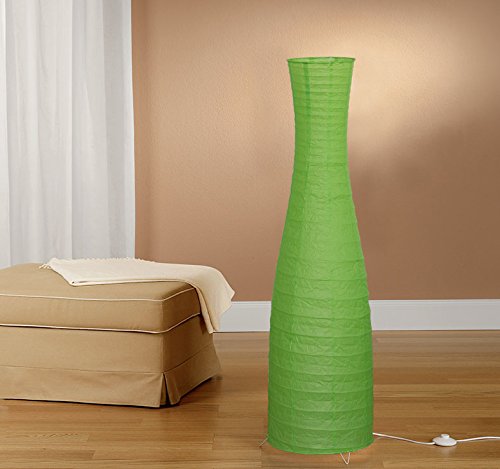 Trango Lámpara de pie de diseño moderno I lámpara de botella de papel de arroz verde TG1231-027G de 125 cm de altura como sala de estar Lámpara decorativa I lámpara I pantalla