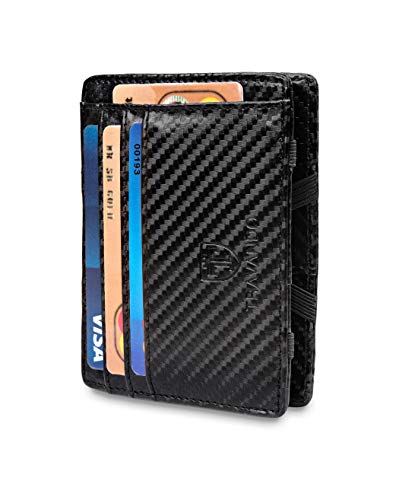 TRAVANDO ® Cartera Mágica con Compartimento para Monedas Vegas, Magic Wallet con Bloqueo RFID, Protege Tarjetas de Crédito, Tarjetero Hombre Slim, Cuero Sintetico