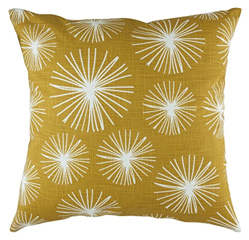 TreeWool - Pack de 2 - Estallido estelar Decorativo fundas de cojín, 100% algodón tejido Slub (45 x 45 cm / 18 x 18 pulgadas; Mostaza)
