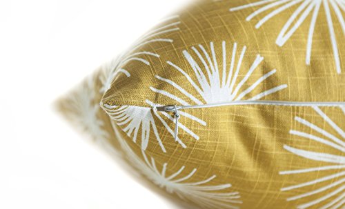 TreeWool - Pack de 2 - Estallido estelar Decorativo fundas de cojín, 100% algodón tejido Slub (45 x 45 cm / 18 x 18 pulgadas; Mostaza)