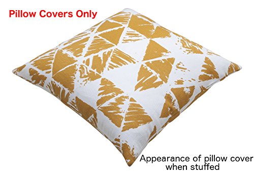 TreeWool - Pack de 2 - Geométrico de Triángulos Decorativo fundas de cojín, 100% algodón (40 x 40 cm / 16 x 16 pulgadas; Mostaza)