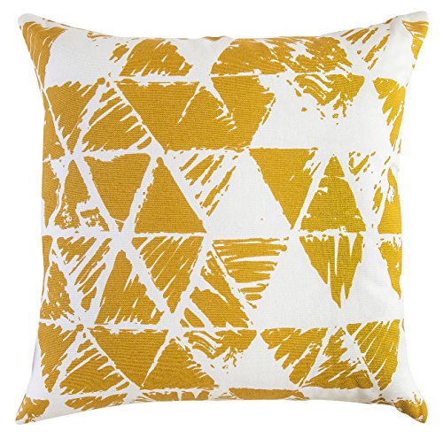 TreeWool - Pack de 2 - Geométrico de Triángulos Decorativo fundas de cojín, 100% algodón (40 x 40 cm / 16 x 16 pulgadas; Mostaza)