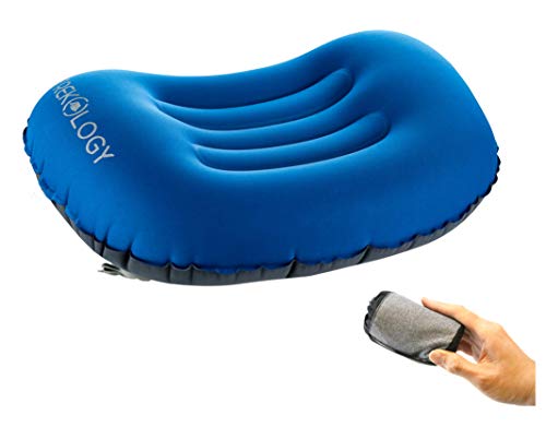 Trekology almohadas de viaje/camping súper ligeras. Almohada comprimible, compacta, inflable, cómoda y ergonómica para el cuello y el apoyo lumbar al ir de camping o hacer senderismo.