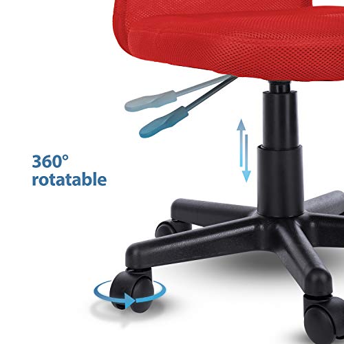 TRESKO Silla de Oficina Escritorio giratoria, Disponible en 7 Variantes de Colores, con Ruedas para Suelos Duros, Regulable en Altura de Forma Continua, Asiento Acolchado, Respaldo ergonómico (Rojo)