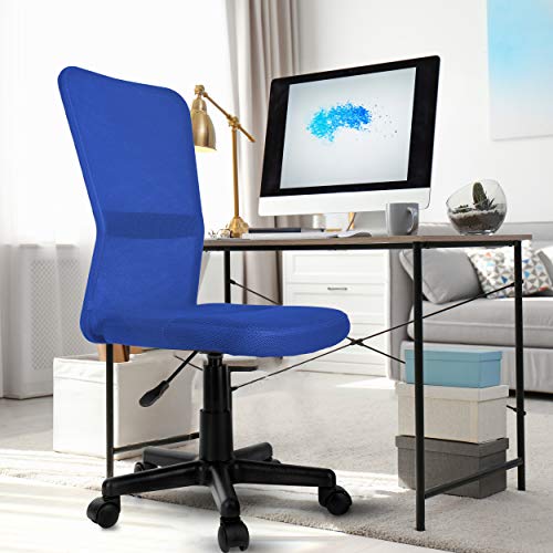 TRESKO Silla de Oficina Escritorio giratoria, Disponible en 7 Variantes de Colores, con Ruedas para Suelos Duros, Regulable en Altura de Forma Continua, Asiento Acolchado, Respaldo ergonómico (Azul)