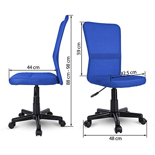 TRESKO Silla de Oficina Escritorio giratoria, Disponible en 7 Variantes de Colores, con Ruedas para Suelos Duros, Regulable en Altura de Forma Continua, Asiento Acolchado, Respaldo ergonómico (Azul)