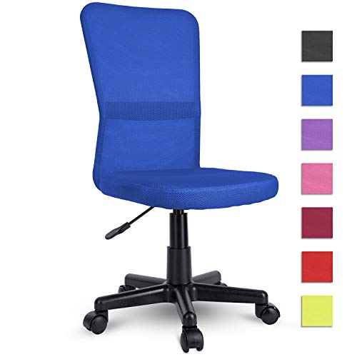 TRESKO Silla de Oficina Escritorio giratoria, Disponible en 7 Variantes de Colores, con Ruedas para Suelos Duros, Regulable en Altura de Forma Continua, Asiento Acolchado, Respaldo ergonómico (Azul)